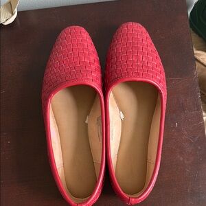 Target Lorna Red woven Flats, square toe, slip on, cushioned